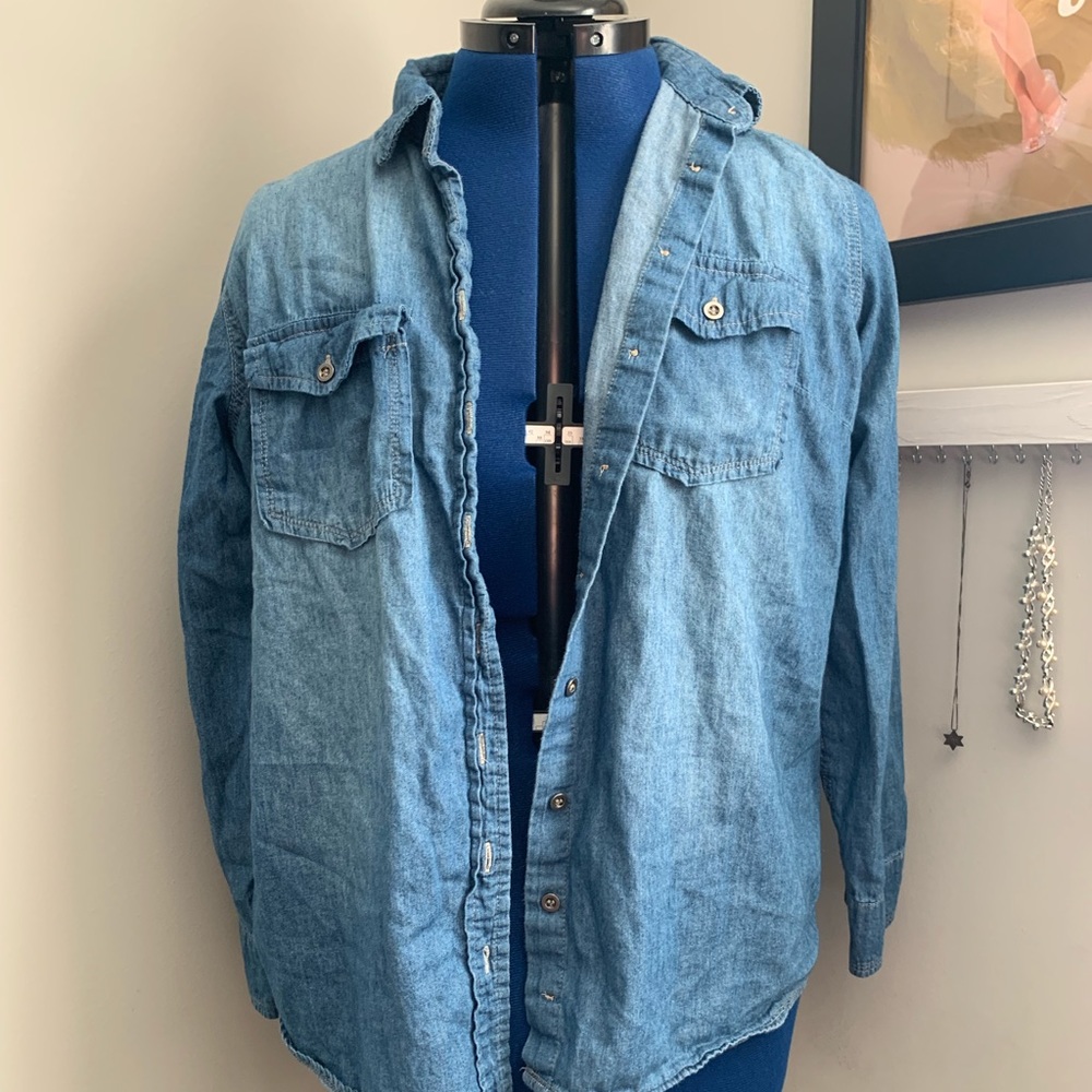 Ali & Kris Faux Denim Button Up
